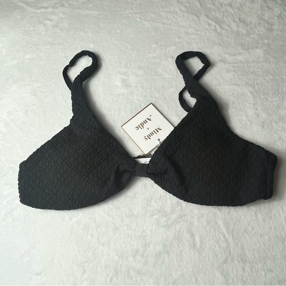 Andie x Mindy The Amor Bikini Top Swimsuit Black Size Large NWT
